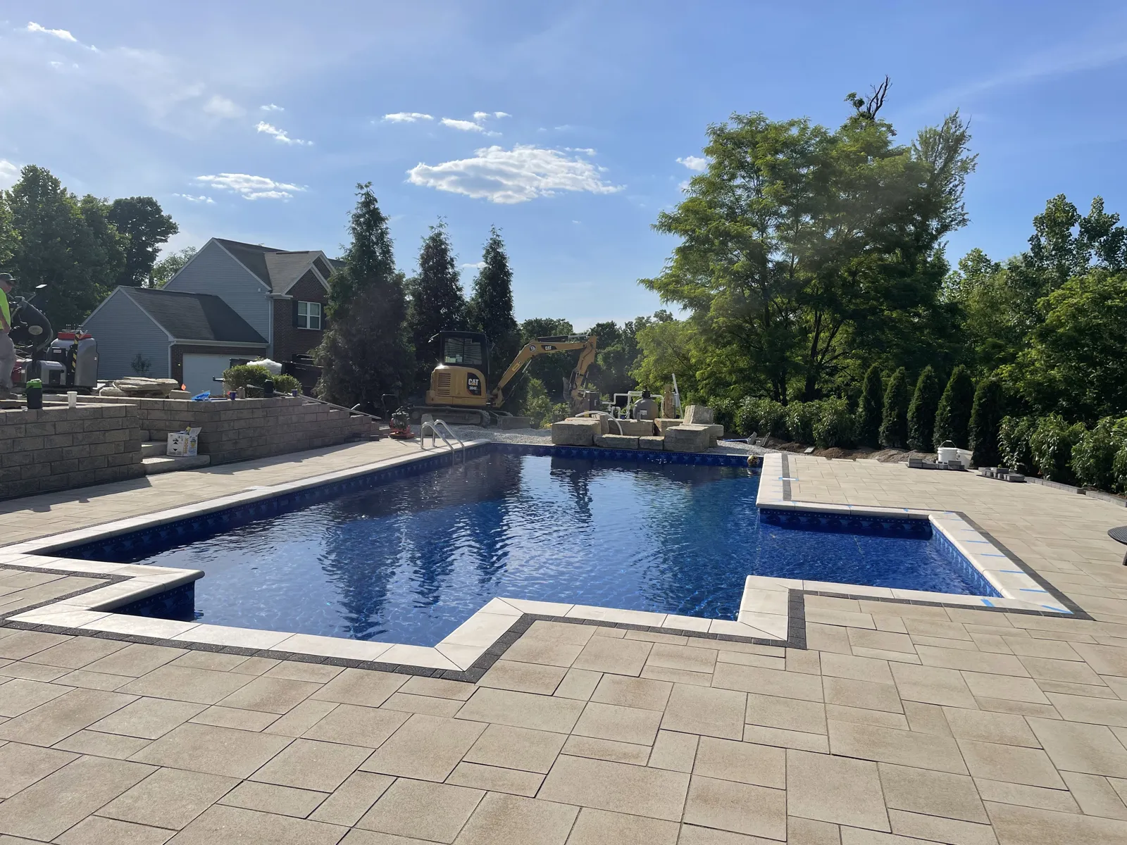 Rectangular pool with large format paver deck