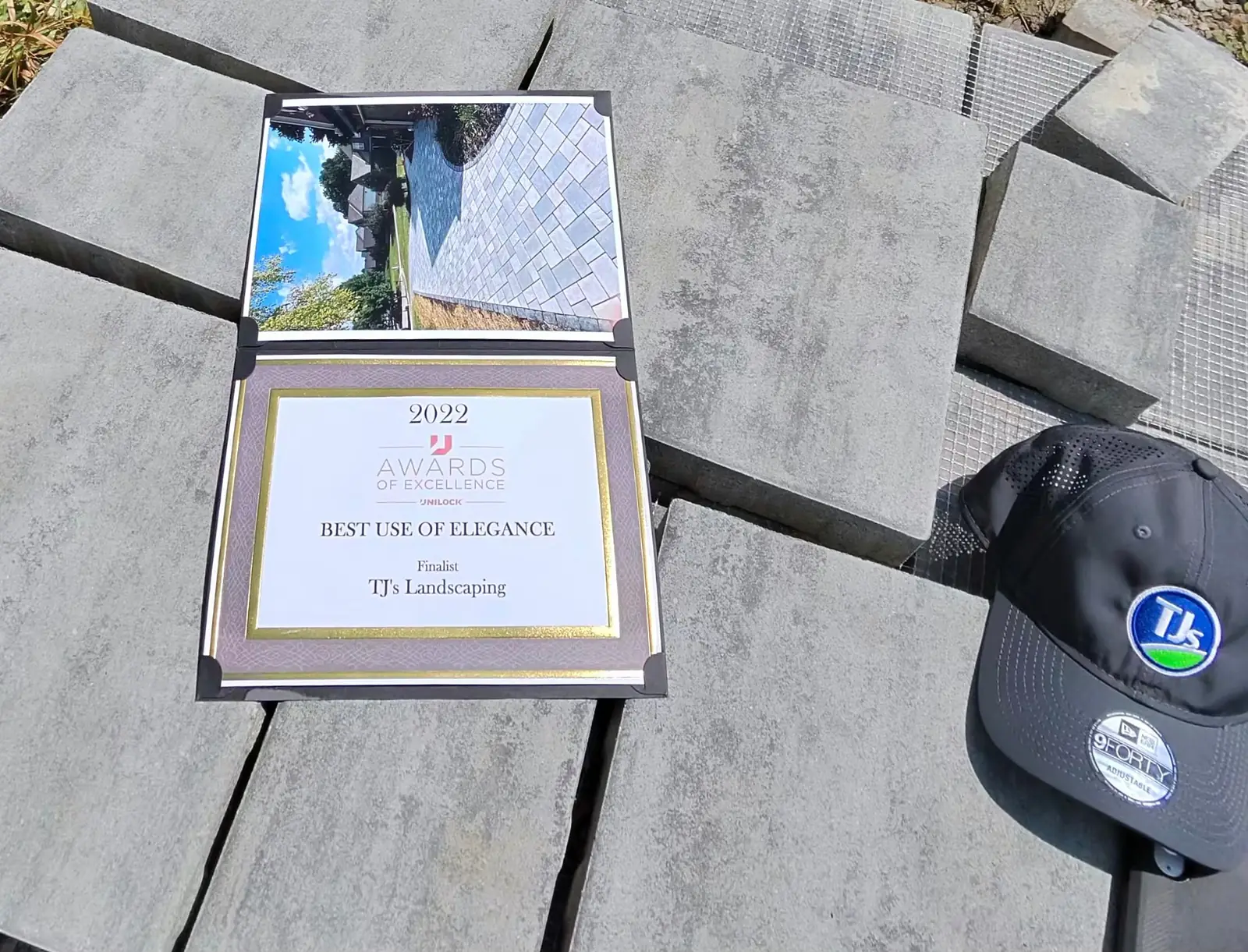 2022 Unilock Awards of Excellence Best Use of Elegance finalist recognition for TJ's Landscaping